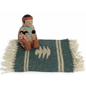 Cleo Teissedre Storyteller Figurine With 3 Children 1986 Signed With Rug